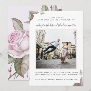 Paarse Rozen bruiloft Verloving foto uitnodiging