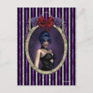 Paarse Rozen Cameo Gothic Steampunk Pinup Briefkaart