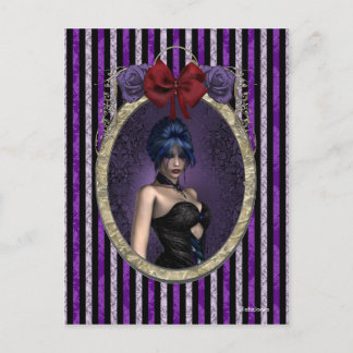 Paarse Rozen Cameo Gothic Steampunk Pinup Briefkaart