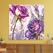 Paarse Rozen Canvas Print (Insitu (Woonkamer))