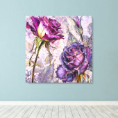 Paarse Rozen Canvas Print (Insitu (Houten vloer))