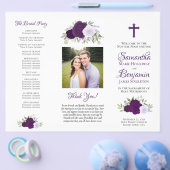 Paarse Rozen doe-het-zelf drievoudig katholiek huw Flyer (Enkel)