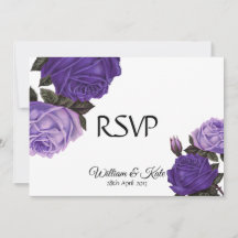 Paarse Rozen dubbelzijdige Huwelijks RSVP