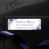 Paarse Rozen | Elegant Waterverf retouradres Etiket