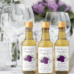 Paarse Rozen Elegant Weddenschap Hartelijk dank Wijn Etiket