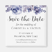 Paarse Rozen Elegante Bloemwinter Save the Date Magneet (Voorkant)