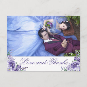 Paarse Rozen   Elegante Floral Boho dank u foto Briefkaart
