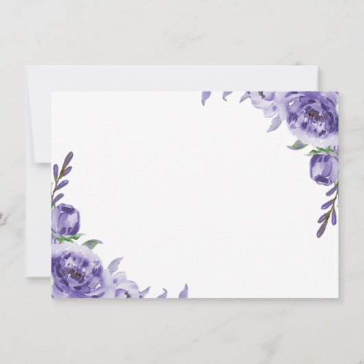 Paarse Rozen | Elegante Waterverf Datumwijziging Kaart (Achterkant)