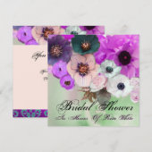 PAARSE ROZEN EN ANEMONE BRUIDSSHOWER KAART (Voorkant / Achterkant)