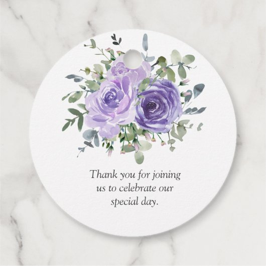Paarse Rozen Eucalyptus botanische bruiloft Bedankjes Labels (Achterkant)