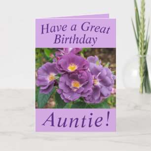 Paarse Rozen Floral Birthday Card voor tante Kaart