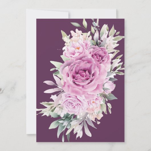 Paarse Rozen Floral Islamitisch Moslim Bruiloft Ui Kaart (Achterkant)