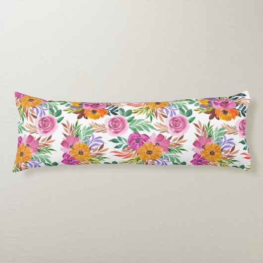  Paarse Rozen Gele bloemen Beddengoed Lichaamskussen (Voorkant)