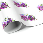 Paarse Rozen Gift Wrap Cadeaupapier (Rol Hoek)