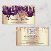 Paarse Rozen Glitter Drift Logo Event Planner Visitekaartje (Voorkant / Achterkant)