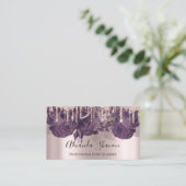 Paarse Rozen Glitter Drift Logo Event Planner Visitekaartje (Staand voorkant)