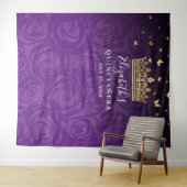 Paarse Rozen Gold Black Photo Backdrop Tapestation Wandkleed (In Situ (horizontaal))