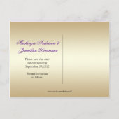  Paarse Rozen Gold Leaves Save The Date Aankondigingskaart (Achterkant)