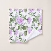 Paarse Rozen Groene Bloemen Elegant Cadeau Bad Handdoek (Wasdoekje)