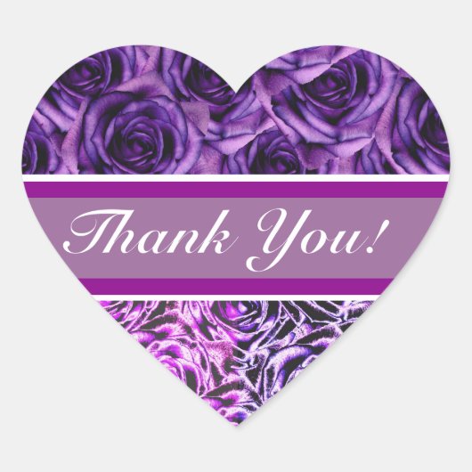 Paarse Rozen Hart Sticker (Voorkant)