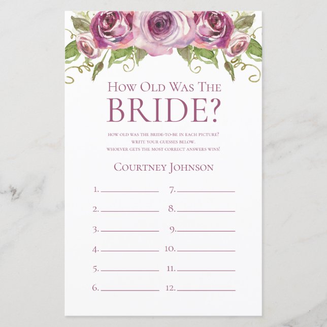 Paarse Rozen Hoe oud was de bruid (Voorkant)