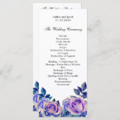 Paarse rozen huwelijksprogramma. Bloemenceremonie Programma (Voorkant / Achterkant)