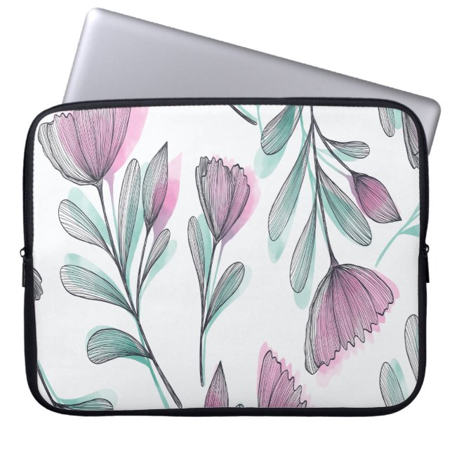 Paarse rozen laptop sleeve (Voorkant)