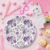 Paarse Rozen Lavendel Bloemrijke Tuinfeest Bruilof Papieren Bordje (Feest)