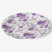 Paarse Rozen Lavendel Bloemrijke Tuinfeest Bruilof Papieren Bordje (Gekanteld)