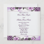 Paarse Rozen Lavendel Paarse witte wolk bruiloft Kaart (Achterkant)