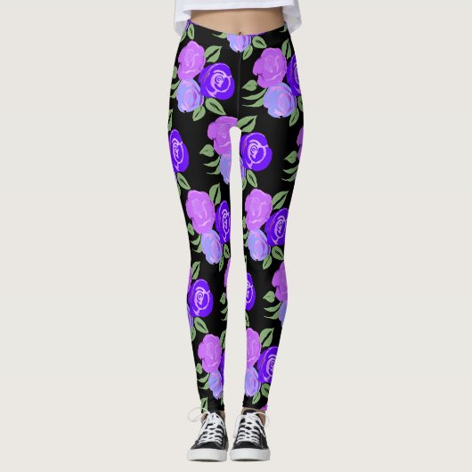 Paarse Rozen Leggings (Voorkant)