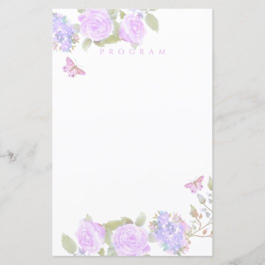 Paarse Rozen lint monogram bruiloft (Voorkant)