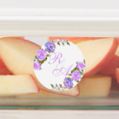 Paarse Rozen lint monogram bruiloft uitnodiging Labels (Aangebracht)