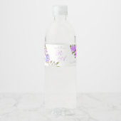 Paarse Rozen lint monogram bruiloft Waterfles Etiket (Voorkant)