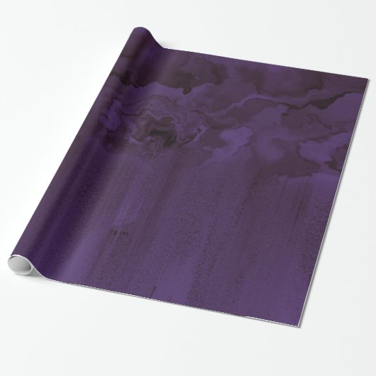Paarse Rozen Marble Cloud Cadeaupapier (Uitgerold)