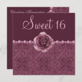  Paarse Rozen, parels en zoete kant 16 Kaart (Voorkant / Achterkant)