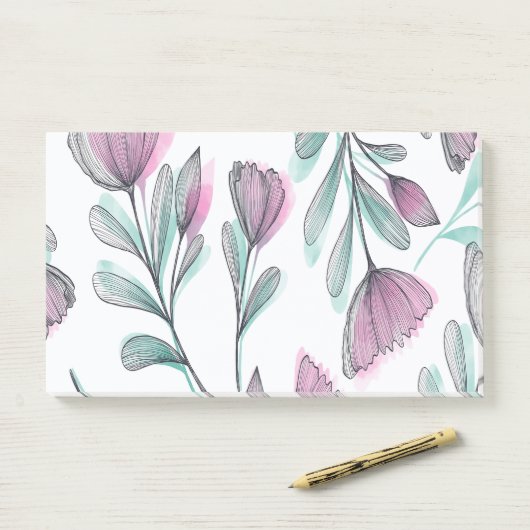 Paarse rozen post-it® notes (Op bureau)