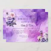 Paarse Rozen Repetitie Diner Uitnodiging (Voorkant / Achterkant)