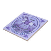 Paarse Rozen Rocking Horse tegel Tegeltje (Zijkant)