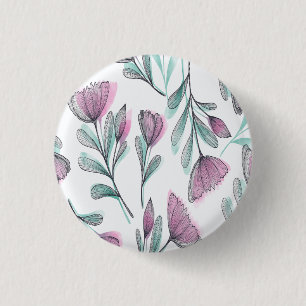 Paarse rozen ronde button 3,2 cm