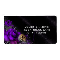 Paarse Rozen + Schedel Gotische Goth Fantasie Magi