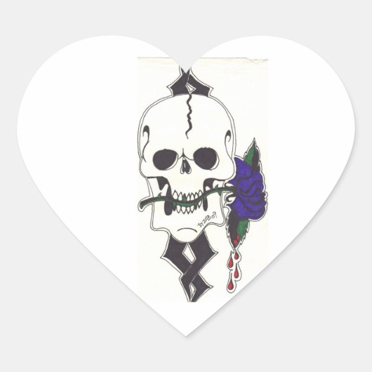 Paarse Rozen schedel Sticker (Voorkant)