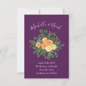 Paarse Rozen van het Peach Wedding Floral Kaart (Voorkant)