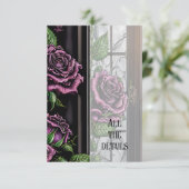 Paarse rozen van het raam - gothische stijl informatiekaartje (Staand voorkant)