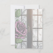 Paarse rozen van het raam - gothische stijl RSVP kaartje (Achterkant)