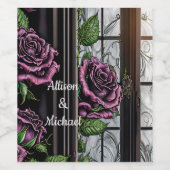 Paarse rozen van het raam - gothische stijl wijn etiket (Enkel label)