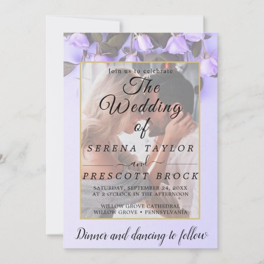 Paarse Rozen Vellum Overlay Wedding Kaart (Voorkant)