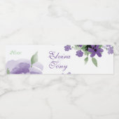  Paarse Rozen, Waterverf Floral Waterfles Etiket (Enkel label)