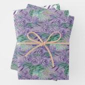 Paarse Rozen Waterverf handgeschilderd Inpakpapier Vel (In situ)