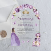 Paarse Rozen Waterverf Quinceañera Acryl Uitnodigingen